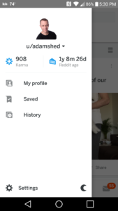 Reddit Mobile User Profile Page